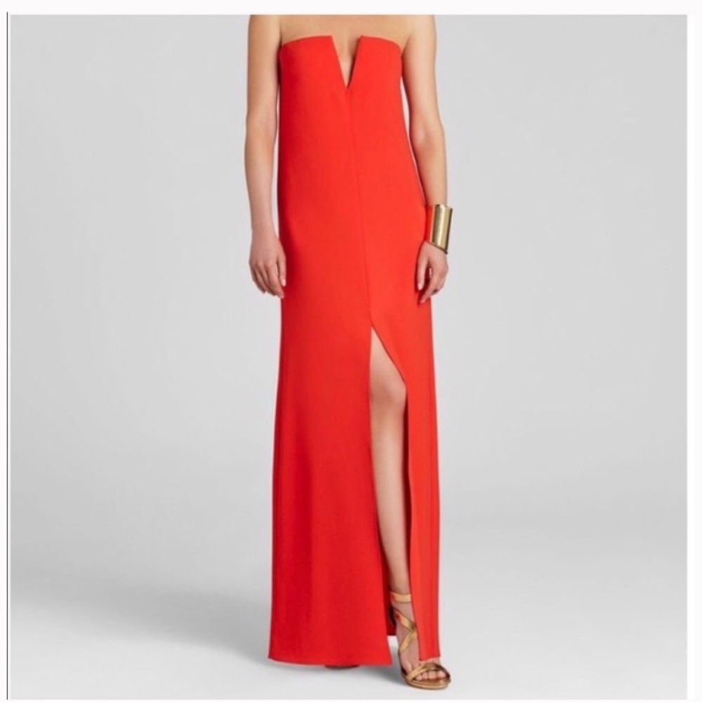 BCBG Red Strapless Evening Gown